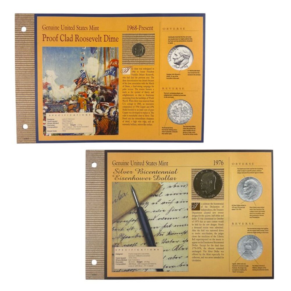 Presidential 2pc Coin Set Proof Clad Roosevelt & Bicentennial Eisenhower